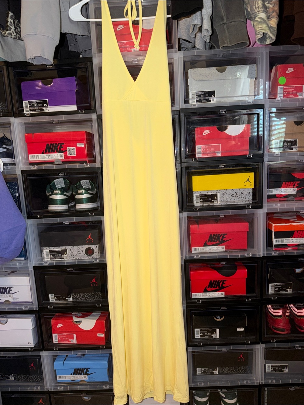 White Fox Boutique Yellow V-Neck Halter Maxi Dress